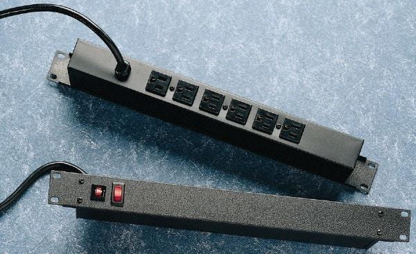 Wiremold - 6 Outlets, 120 Volts, 15 Amps, 15' Cord, Power Outlet Strip - Rack Mount, 2 Front - 4 Back NEMA Configuration, cULus Recognized - Industrial Tool & Supply