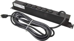 Wiremold - 6 Outlets, 120 Volts, 15 Amps, 15' Cord, Power Outlet Strip - Rack Mount, 6 Back NEMA Configuration, 19" Strip - Industrial Tool & Supply