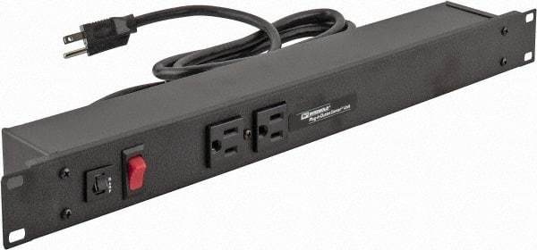 Wiremold - 6 Outlets, 120 Volts, 15 Amps, 6' Cord, Power Outlet Strip - Rack Mount, 2 Front - 4 Back NEMA Configuration, 19" Strip - Industrial Tool & Supply