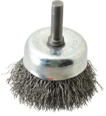 Osborn - 1-3/4" Diam, 1/4" Shank Diam, Steel Fill Cup Brush - 0.0118 Wire Diam, 1/2" Trim Length, 13,000 Max RPM - Industrial Tool & Supply
