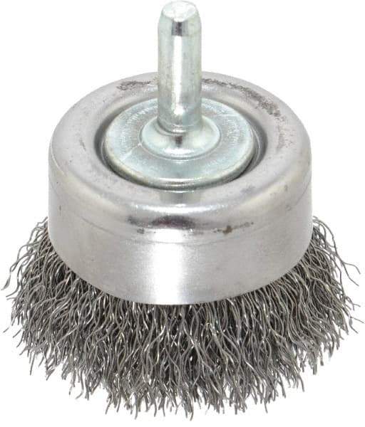 Osborn - 2" Diam, 1/4" Shank Diam, Steel Fill Cup Brush - 0.0118 Wire Diam, 5/8" Trim Length, 10,500 Max RPM - Industrial Tool & Supply