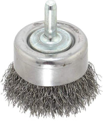 Osborn - 2" Diam, 1/4" Shank Diam, Steel Fill Cup Brush - 0.0118 Wire Diam, 5/8" Trim Length, 10,500 Max RPM - Industrial Tool & Supply