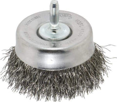 Osborn - 2-1/2" Diam, 1/4" Shank Diam, Steel Fill Cup Brush - 0.014 Wire Diam, 5/8" Trim Length, 4,500 Max RPM - Industrial Tool & Supply