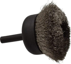 Osborn - 1-3/4" Diam, 1/4" Shank Diam, Stainless Steel Fill Cup Brush - 0.006 Wire Diam, 1/2" Trim Length, 13,000 Max RPM - Industrial Tool & Supply