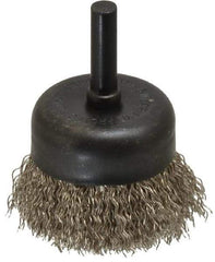 Osborn - 1-3/4" Diam, 1/4" Shank Diam, Stainless Steel Fill Cup Brush - 0.0118 Wire Diam, 1/2" Trim Length, 13,000 Max RPM - Industrial Tool & Supply