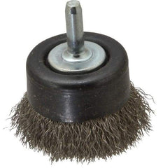 Osborn - 2" Diam, 1/4" Shank Diam, Stainless Steel Fill Cup Brush - 0.008 Wire Diam, 5/8" Trim Length, 10,500 Max RPM - Industrial Tool & Supply