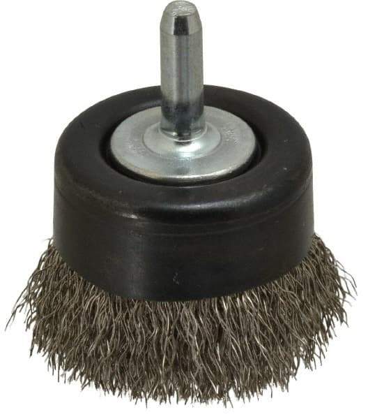 Osborn - 2" Diam, 1/4" Shank Diam, Stainless Steel Fill Cup Brush - 0.0104 Wire Diam, 5/8" Trim Length, 10,500 Max RPM - Industrial Tool & Supply