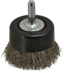 Osborn - 2" Diam, 1/4" Shank Diam, Stainless Steel Fill Cup Brush - 0.0104 Wire Diam, 5/8" Trim Length, 10,500 Max RPM - Industrial Tool & Supply