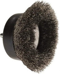 Osborn - 2-1/2" Diam, 1/4" Shank Diam, Stainless Steel Fill Cup Brush - 0.008 Wire Diam, 5/8" Trim Length, 4,500 Max RPM - Industrial Tool & Supply