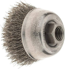 Osborn - 2-3/4" Diam, 5/8-11 Threaded Arbor, Steel Fill Cup Brush - 0.014 Wire Diam, 1" Trim Length, 14,000 Max RPM - Industrial Tool & Supply