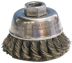 Osborn - 2-3/4" Diam, 1/2-13 Threaded Arbor, Stainless Steel Fill Cup Brush - 0.02 Wire Diam, 14,000 Max RPM - Industrial Tool & Supply