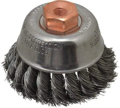 Osborn - 2-3/4" Diam, 3/8-24 Threaded Arbor, Steel Fill Cup Brush - 0.014 Wire Diam, 14,000 Max RPM - Industrial Tool & Supply