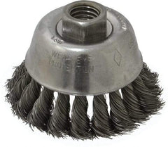 Osborn - 2-3/4" Diam, 5/8-11 Threaded Arbor, Steel Fill Cup Brush - 0.014 Wire Diam, 14,000 Max RPM - Industrial Tool & Supply