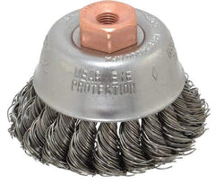 Osborn - 2-3/4" Diam, 3/8-24 Threaded Arbor, Steel Fill Cup Brush - 0.02 Wire Diam, 14,000 Max RPM - Industrial Tool & Supply