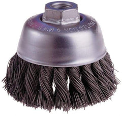 Osborn - 6" Diam, 5/8-11 Threaded Arbor, Steel Fill Cup Brush - 0.02 Wire Diam, 1-3/4" Trim Length, 6,000 Max RPM - Industrial Tool & Supply