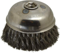 Osborn - 6" Diam, 5/8-11 Threaded Arbor, Steel Fill Cup Brush - 0.014 Wire Diam, 1-3/4" Trim Length, 6,000 Max RPM - Industrial Tool & Supply