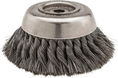Osborn - 6" Diam, 5/8-11 Threaded Arbor, Steel Fill Cup Brush - 0.014 Wire Diam, 1-3/4" Trim Length, 6,000 Max RPM - Industrial Tool & Supply