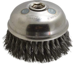 Osborn - 6" Diam, 5/8-11 Threaded Arbor, Steel Fill Cup Brush - 0.02 Wire Diam, 1-3/4" Trim Length, 6,000 Max RPM - Industrial Tool & Supply