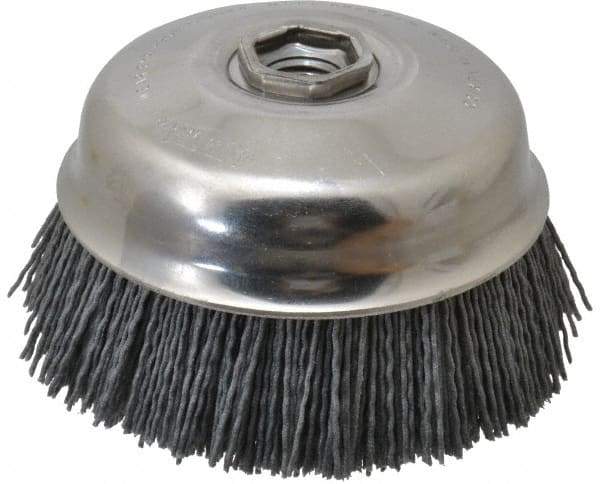 Osborn - 4" Diam, 5/8-11 Threaded Arbor Straight Wire Silicon Carbide Cup Brush - Fine Grade, 1-1/2" Trim Length, 6,000 Max RPM - Industrial Tool & Supply
