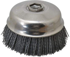 Osborn - 4" Diam, 5/8-11 Threaded Arbor Straight Wire Silicon Carbide Cup Brush - Fine Grade, 1-1/2" Trim Length, 6,000 Max RPM - Industrial Tool & Supply