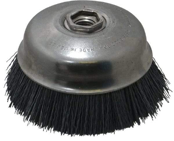 Osborn - 4" Diam, 5/8-11 Threaded Arbor Straight Wire Silicon Carbide Cup Brush - Extra Fine Grade, 1-1/2" Trim Length, 6,000 Max RPM - Industrial Tool & Supply
