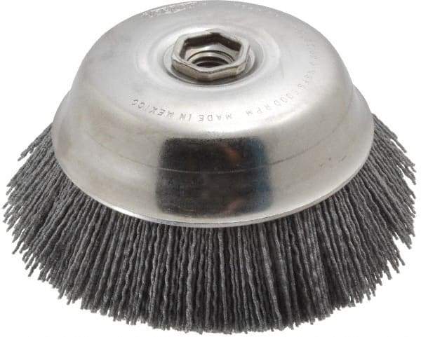 Osborn - 6" Diam, 5/8-11 Threaded Arbor Straight Wire Silicon Carbide Cup Brush - Medium Grade, 1-1/2" Trim Length, 6,000 Max RPM - Industrial Tool & Supply
