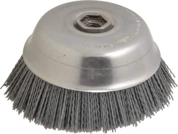Osborn - 6" Diam, 5/8-11 Threaded Arbor Straight Wire Silicon Carbide Cup Brush - Fine Grade, 1-1/2" Trim Length, 6,000 Max RPM - Industrial Tool & Supply