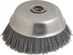 Osborn - 6" Diam, 5/8-11 Threaded Arbor Straight Wire Silicon Carbide Cup Brush - Fine Grade, 1-1/2" Trim Length, 6,000 Max RPM - Industrial Tool & Supply