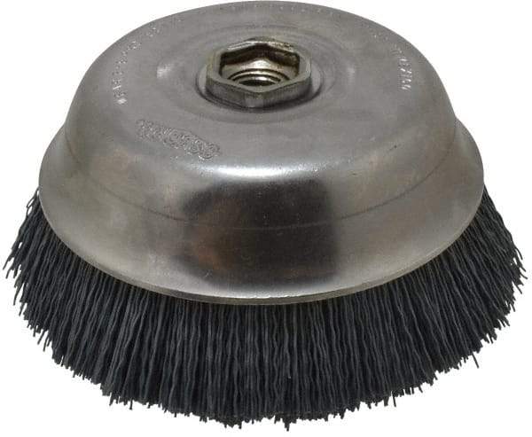Osborn - 6" Diam, 5/8-11 Threaded Arbor Straight Wire Silicon Carbide Cup Brush - Extra Fine Grade, 1-1/2" Trim Length, 6,000 Max RPM - Industrial Tool & Supply