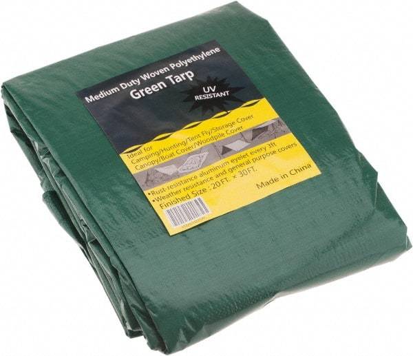 Value Collection - 30' Long x 20' Wide Polyethylene Tarp & Dust Cover - Green, 9 to 10 mil Thickness - Industrial Tool & Supply