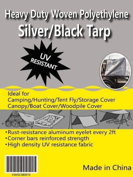 Value Collection - 40' Long x 30' Wide Polyethylene Tarp & Dust Cover - Black & Silver, Grommet, 11 to 12 mil Thickness - Industrial Tool & Supply