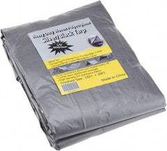 Value Collection - 20' Long x 16' Wide Polyethylene Tarp & Dust Cover - Black & Silver, Grommet, 11 to 12 mil Thickness - Industrial Tool & Supply