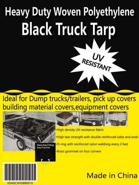 Value Collection - 10' Long x 8' Wide Polyethylene Tarp & Dust Cover - Black, Grommet, 11 to 12 mil Thickness - Industrial Tool & Supply
