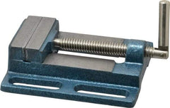 Interstate - 3-3/8" Jaw Opening Capacity x 3/4" Throat Depth, Horizontal Drill Press Vise - 3" Wide x 3/4" High Jaw, Stationary Base, Standard Speed, 7.28" OAL x 1.77" Overall Height, Cast Iron - Industrial Tool & Supply