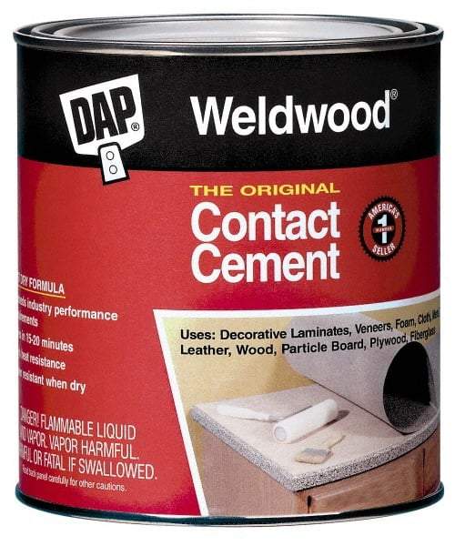 DAP - 1 Gal Can Tan Contact Adhesive - 15 min Working Time, Bonds to Cardboard, Concrete, Metal, Paper, Particle Board, Rubber & Wood - Industrial Tool & Supply