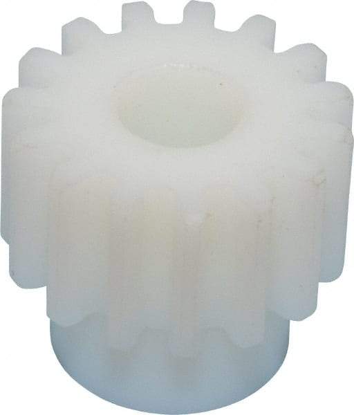 Poly Hi Solidur - 12 Pitch, 1-1/4" Pitch Diam, 1.417" OD, 15 Tooth Spur Gear - 3/4" Face Width, 1/2" Bore Diam, 1" Hub Diam, 14.5° Pressure Angle, Nylon - Industrial Tool & Supply