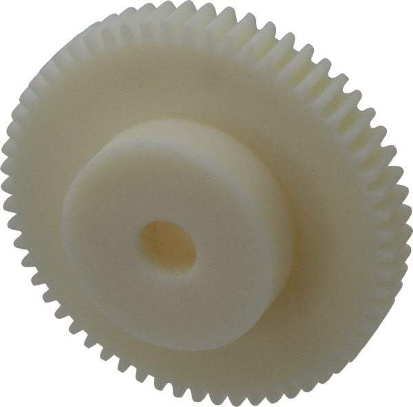 Poly Hi Solidur - 12 Pitch, 5" Pitch Diam, 5.166" OD, 60 Tooth Spur Gear - 3/4" Face Width, 3/4" Bore Diam, 2-3/4" Hub Diam, 14.5° Pressure Angle, Nylon - Industrial Tool & Supply