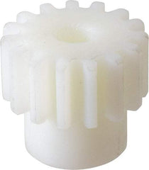 Poly Hi Solidur - 16 Pitch, 15/16" Pitch Diam, 1-1/16" OD, 15 Tooth Spur Gear - 1/2" Face Width, 1/2" Bore Diam, 3/4" Hub Diam, 14.5° Pressure Angle, Nylon - Industrial Tool & Supply