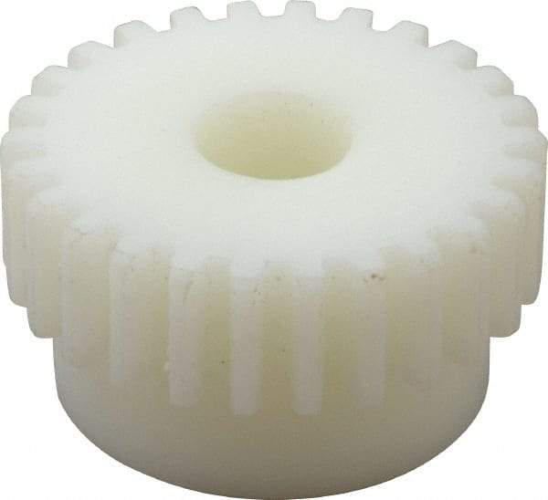 Poly Hi Solidur - 16 Pitch, 1-5/8" Pitch Diam, 1-3/4" OD, 26 Tooth Spur Gear - 1/2" Face Width, 1/2" Bore Diam, 1-7/16" Hub Diam, 14.5° Pressure Angle, Nylon - Industrial Tool & Supply