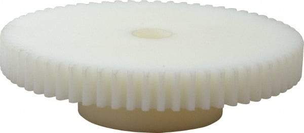 Poly Hi Solidur - 16 Pitch, 4" Pitch Diam, 4-1/8" OD, 64 Tooth Spur Gear - 1/2" Face Width, 1/2" Bore Diam, 2" Hub Diam, 14.5° Pressure Angle, Nylon - Industrial Tool & Supply