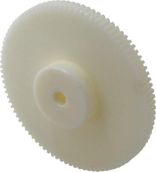 Poly Hi Solidur - 16 Pitch, 6" Pitch Diam, 6-1/8" OD, 96 Tooth Spur Gear - 1/2" Face Width, 1/2" Bore Diam, 2-1/4" Hub Diam, 14.5° Pressure Angle, Nylon - Industrial Tool & Supply