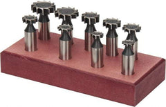 Value Collection - Straight Tooth Configuration, Woodruff and Keyseat Cutter Set - 204 to 808 ANSI, High Speed Steel, 9 Pieces - Industrial Tool & Supply