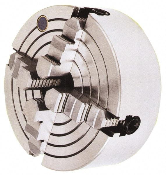 Interstate - 4 Jaw, 10" Diam, Independent Manual Lathe Chuck - D1-4 Mount, 2.756" Through Hole Diam, Cast Iron (Semi-Steel) - Industrial Tool & Supply