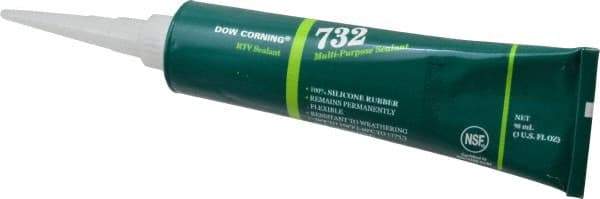 Dow Corning - 3 oz Tube White RTV Silicone Joint Sealant - -76 to 356°F Operating Temp, 20 min Tack Free Dry Time, 24 hr Full Cure Time, Series 732 - Industrial Tool & Supply