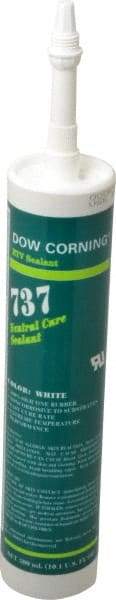 Dow Corning - 10.1 oz Cartridge White RTV Silicone Joint Sealant - -85 to 350°F Operating Temp, 14 min Tack Free Dry Time, 24 hr Full Cure Time, Series 737 - Industrial Tool & Supply