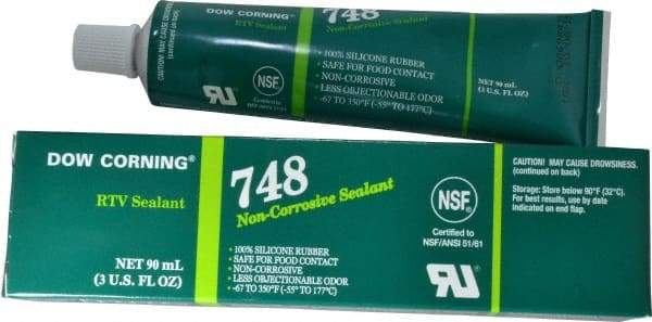 Dow Corning - 3 oz Tube Off-White RTV Silicone Joint Sealant - -67 to 350°F Operating Temp, 30 min Tack Free Dry Time, 36 hr Full Cure Time, Series 748 - Industrial Tool & Supply