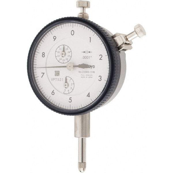 Mitutoyo - 1/2" Range, 0-10 Dial Reading, 0.0001" Graduation Dial Drop Indicator - 2-9/32" Dial, 0.01" Range per Revolution, 0.0008" Accuracy, Revolution Counter - Industrial Tool & Supply