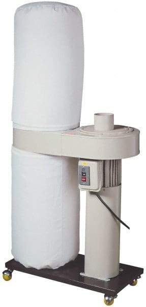 Value Collection - 115/230 Volt (Pre-Wired 230) Portable Dust Collector - 51" Long x 22" Deep x 79" High, (1) 5 & (2) 4" Connection Diam, 1,224 CFM Air Flow, 7.82" Static Pressure Water Level - Industrial Tool & Supply