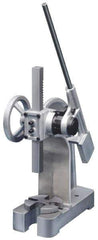 Interstate - 1-7/8" Ram, 5-15/16" Throat Depth, 2 Ton Manual Arbor Press - 8-1/2" Max Work Height x 11-7/8" Max Work Width, Ratchet Leverage, 25:1 Leverage Ratio, 6-1/4" Base Width x 15-3/4" Base Depth - Industrial Tool & Supply