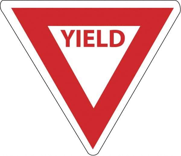 NMC - "Yield", 30" Wide x 30" High, Aluminum Stop & Yield Signs - 0.08" Thick, Red on White, Engineer Grade Reflectivity, Triangle, Post Mount - Industrial Tool & Supply